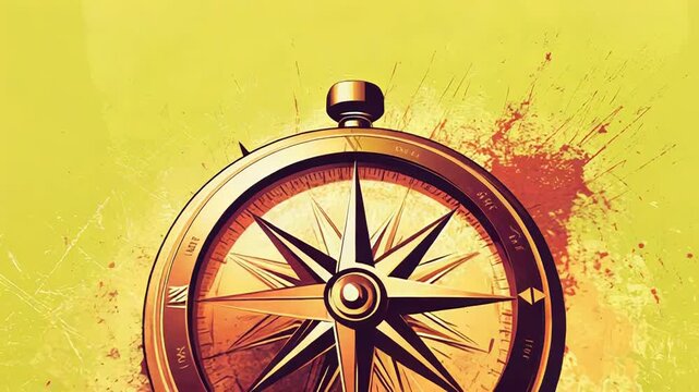 Navigating paths with vintage compass grunge illustration