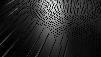 Abstract black metal surface with perforation
