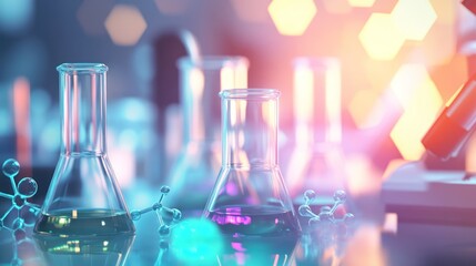 Laboratory glassware with scientific equipment