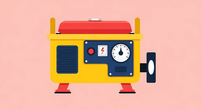 Portable Diesel Generator on Pink Background, Emergency Backup Power Concept