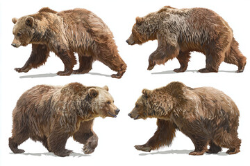 Fototapeta premium Bear with different isolated on white backhground