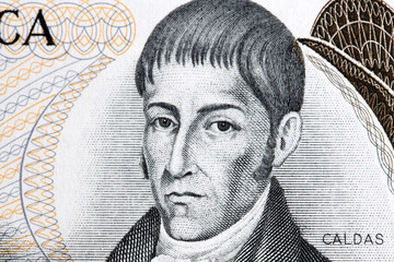 Francisco Jose de Caldas a closeup portrait from Colombian money - peso