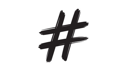 Grunge hashtag symbol hand-drawn vector illustration isolated on white background for social media and web design