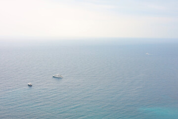 Aerial view of different boats on sea