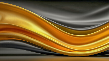 Obraz premium Elegant Golden and Black Satin Waves Creating Luxurious Abstract