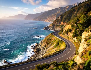 Coastal highway winding along a dramatic cliffside