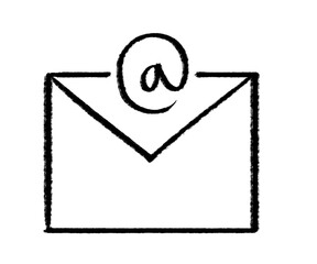 hand-drawn, sketchy E-Mail icon design, email icon with transparent png background 