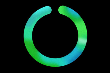 Ring with glowing grainy green and blue, teal and mint gradient with black background for headers, backdrops etc 