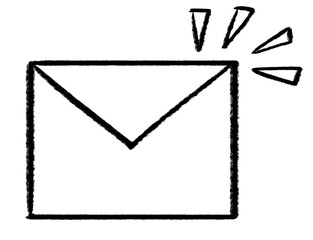 hand-drawn, sketchy E-Mail icon design, email icon with transparent png background 