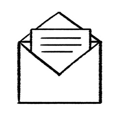 hand-drawn, sketchy E-Mail icon design, email icon with transparent png background 