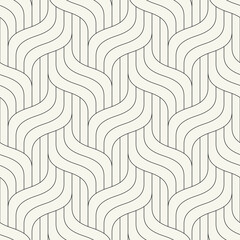 Geometric wave design. Vector seamless pattern. Monochrome ripple texture. Linear woven grid design. 