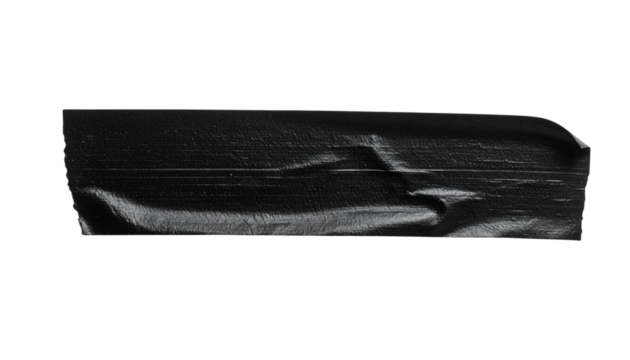 Black duct tape strip on white background, suitable for graphic design