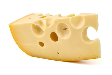 Swiss Cheese Wedge, isolated on white background