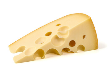 Swiss Cheese Wedge, isolated on white background