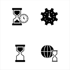 Timepiece and World Setting Control Solid Icon Set