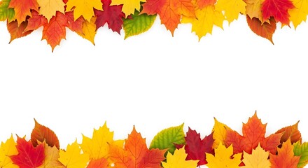 Fototapeta premium Vibrant fall maple leaf border with white space for text and design