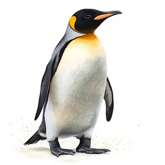 Obraz premium Majestic king penguin standing tall against a clean white background