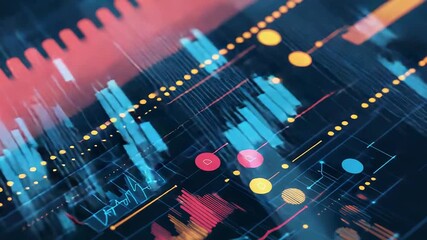 Digital data processing with abstract charts and graphs - Powered by Adobe