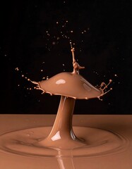 A splash of chocolate creates a mushroom-shaped form