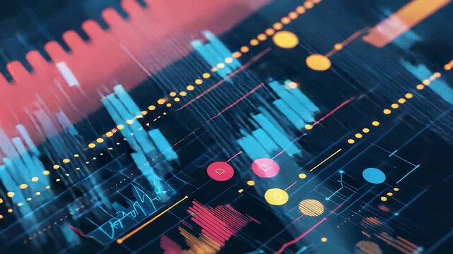 Digital data processing with abstract charts and graphs - Powered by Adobe