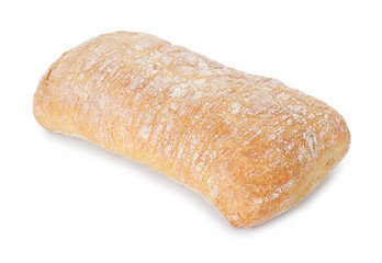 One tasty fresh ciabatta isolated on white