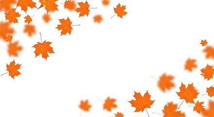 Vibrant autumn maple leaves falling border design for seasonal celebrations and decor