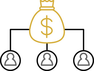 Minimal Finance Icon Money Distribution and Team Bonus and Inheritance Concept