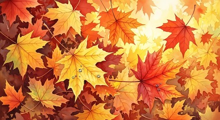 Obraz premium Vibrant autumn maple leaves blanket the ground in warm seasonal colors