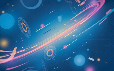 Abstract digital space background with neon light and circular elements, perfect for technology concepts