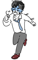 顔面蒼白焦って走る若手会社員のベクターイラスト