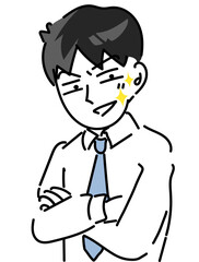 腕組みカメラ目線でカッコつけるイケメン会社員のベクターイラスト
