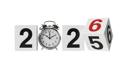 New year calendar clock time date countdown celebration happy future event schedule schedule planning goal 2026 on transparent background