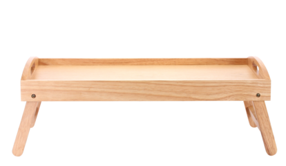 wooden tray for breakfast isolated on white