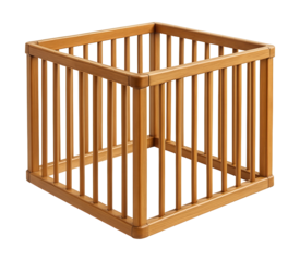 Freestanding wooden playpen for a living room, creating a safe space for babies and