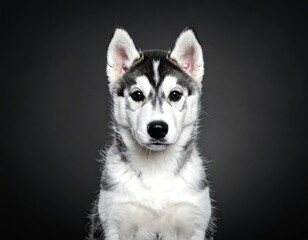 Close-up of a husky puppy, front view