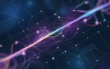 Abstract digital network with glowing lines and connections
