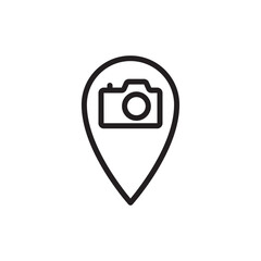 Geotagged Camera Location Map Pin Outline