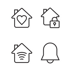 Smart Home Security Icon Set Outline Design