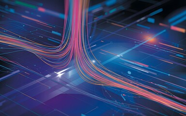 Abstract image of digital data streams flowing