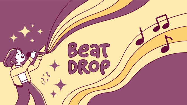 Dynamic music event promotion featuring singer with soundwaves, perfect for concert flyers and advertising with a modern, vibrant feel