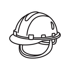 Fototapeta premium Outline Vector Drawing of a Safety Hard Hat or Construction Helmet for Workplace Protection Icons