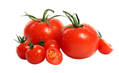 Tomatoes over white background