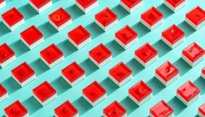 Geometric pattern of red and white jelly cubes