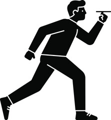 Silhouette of a man running while launching a paper airplane capturing motion and childhood joyful activity vector silhouette