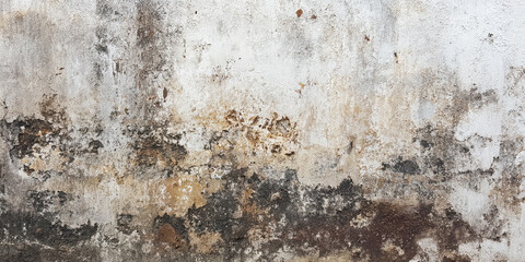 Fototapeta premium Cracked white plaster wall with subtle gray undertones and texture.