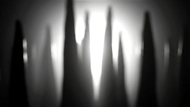 Eerie Abstract Black and White Shadow Figures Flickering.