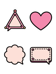 Cute Heart and Geometric Speech Bubble Stickers Set