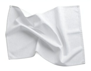 Fototapeta premium Folded white cloth napkin against white background