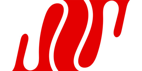 Abstract Red Wavy Shape Vector Design Element on White Background for Modern Logo, Corporate Branding, Banner, and Fluid Dynamic Art