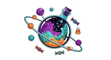 Fototapeta premium Surreal Halloween Potion Planet Vector